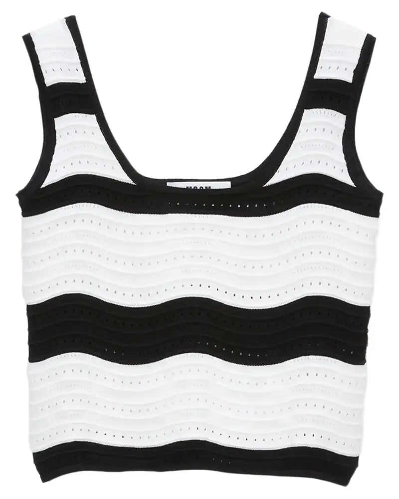 MSGM Gestreiftes Top - Weiß Weiß