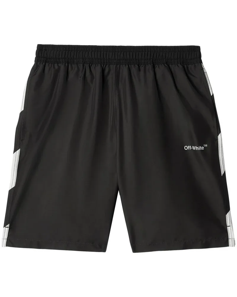 OFF-WHITE Badeshorts mit diagonalen Streifen - Schwarz Schwarz