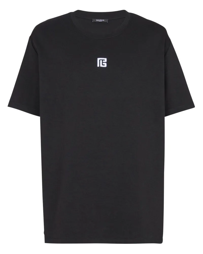 Balmain T-Shirt mit Logo-Stickerei - Schwarz Schwarz