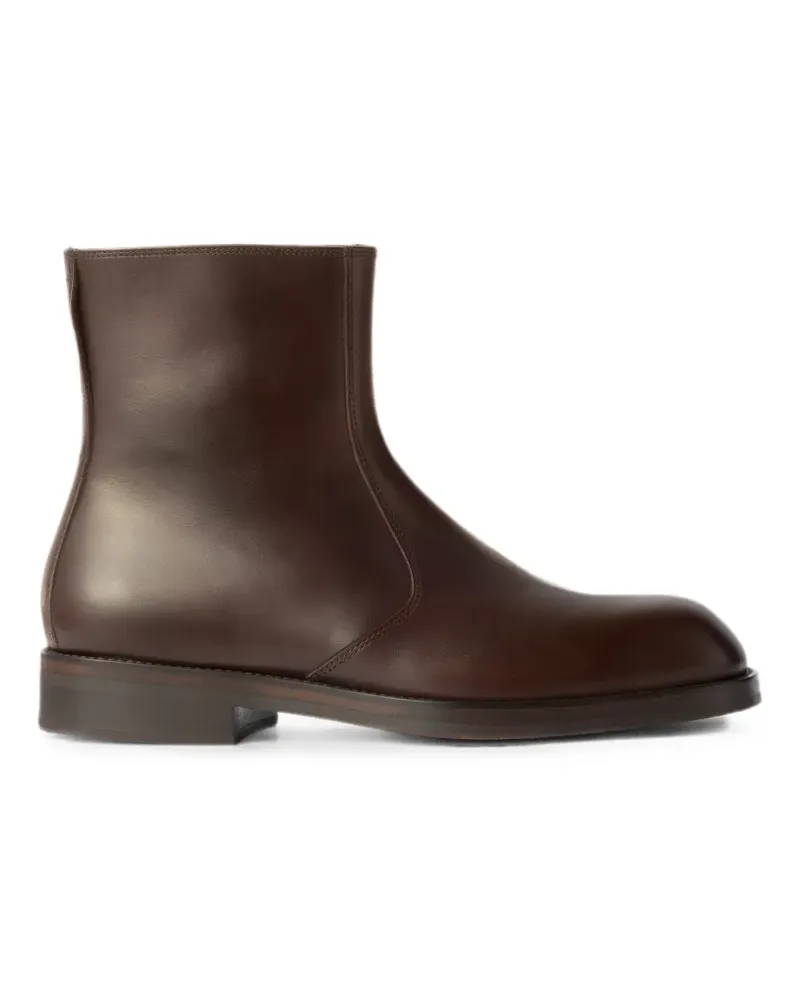 Christophe Lemaire zipped ankle boots in shiny leather - Braun Braun