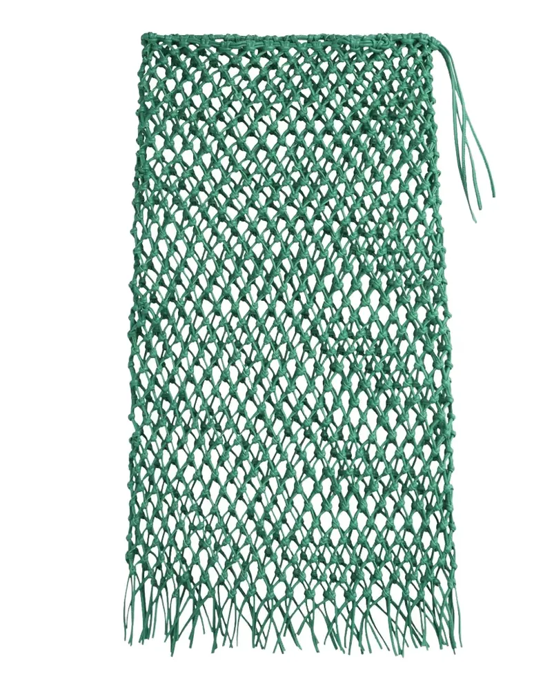 FRANKIE Shop Nelaya macramé-effect leather midi skirt - Grün Grün