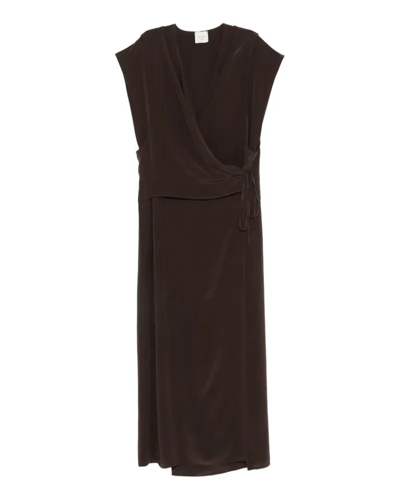 ALYSI Midikleid mit V-Ausschnitt - Braun Braun