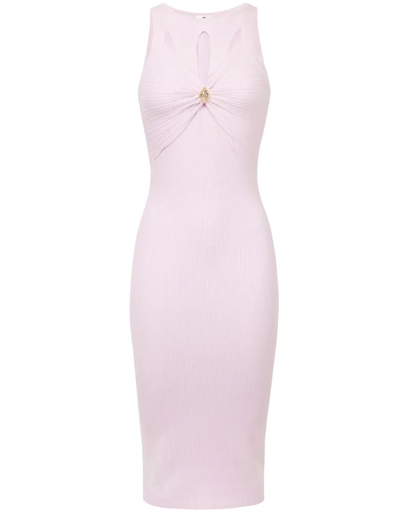 Elisabetta Franchi Geripptes Strickkleid mit Cut-Out - Rosa Rosa