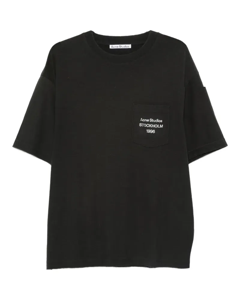 Acne Studios Kurzärmeliges T-Shirt mit Brusttasche - Schwarz Schwarz