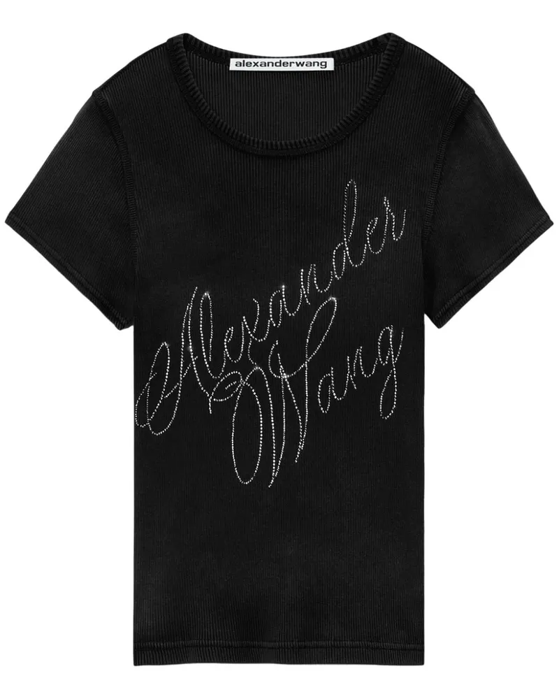 Alexander Wang T-Shirt mit Nieten-Logo - Schwarz Schwarz