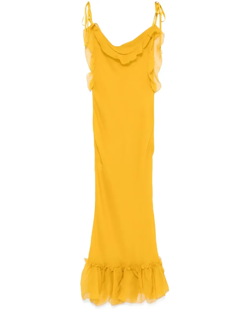 Saint Laurent Maxikleid aus Seide - Gelb Gelb