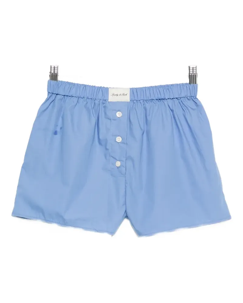 SPORTY & RICH logo-patch buttoned-front shorts - Blau Blau
