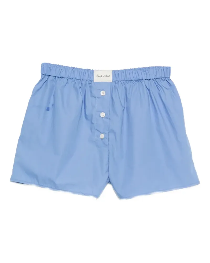 SPORTY & RICH logo-patch buttoned-front shorts - Blau Blau