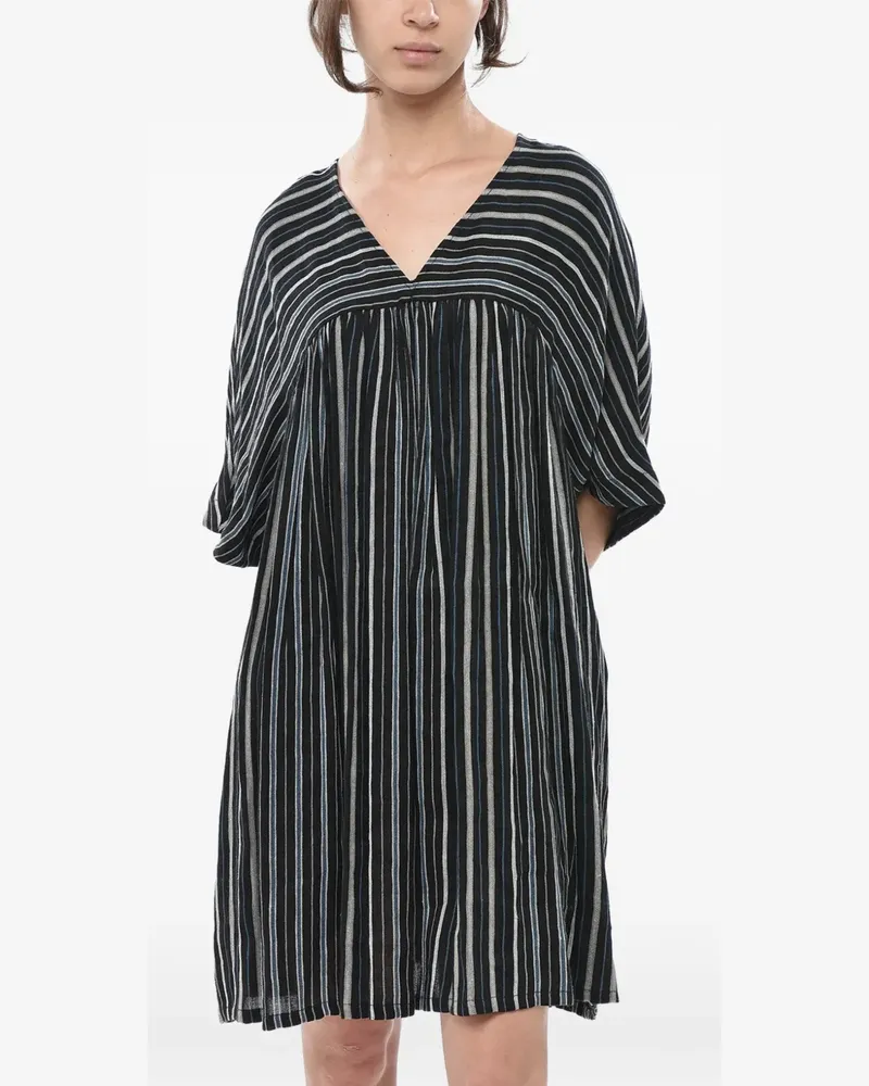 Woolrich striped V-neck mini dress - Schwarz Schwarz
