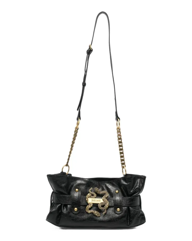 Just Cavalli snake-plaque gathered backpack - Schwarz Schwarz