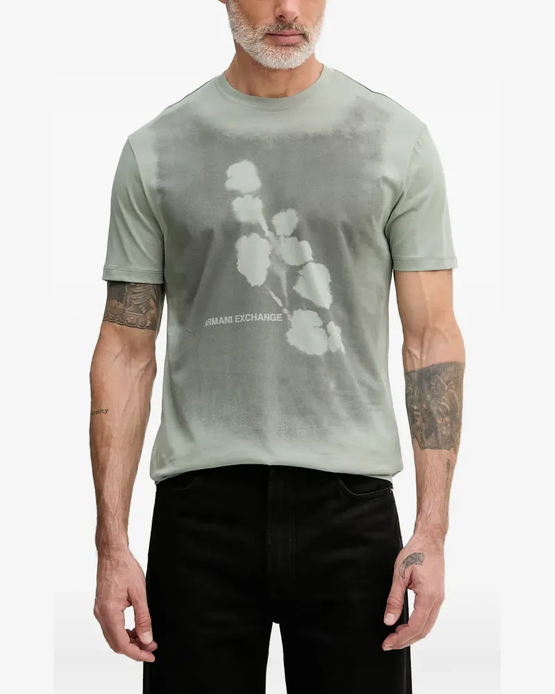 Armani Exchange floral-print logo-print T-shirt - Grün Grün