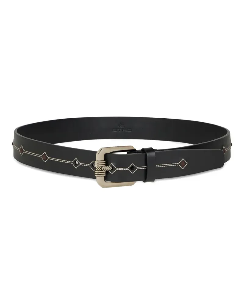 Etro embroidery leather belt - Schwarz Schwarz