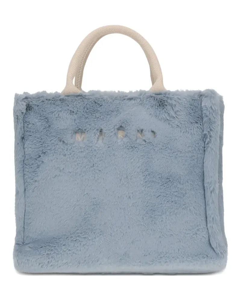 Marni Tote Bag mit Faux Fur-Besatz - Blau Blau