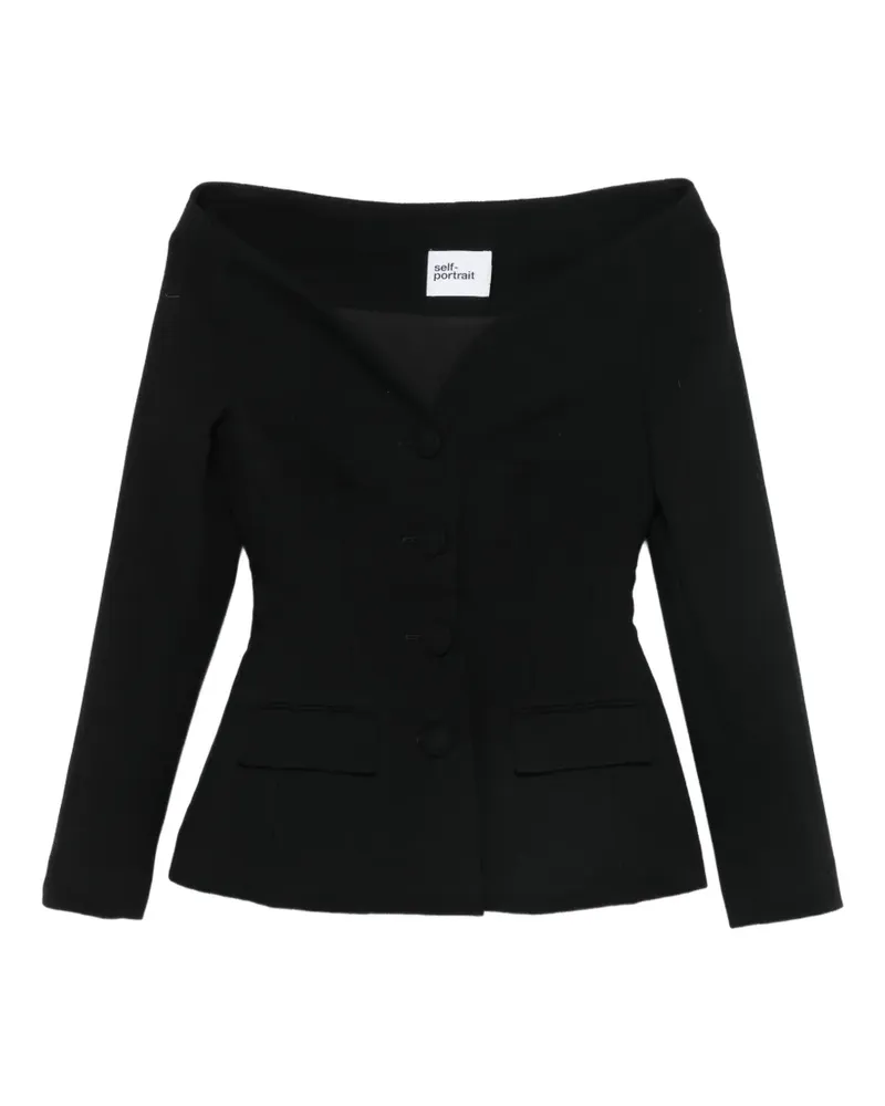 Self-Portrait Schulterfreie Jacke mit Knöpfen - Schwarz Schwarz