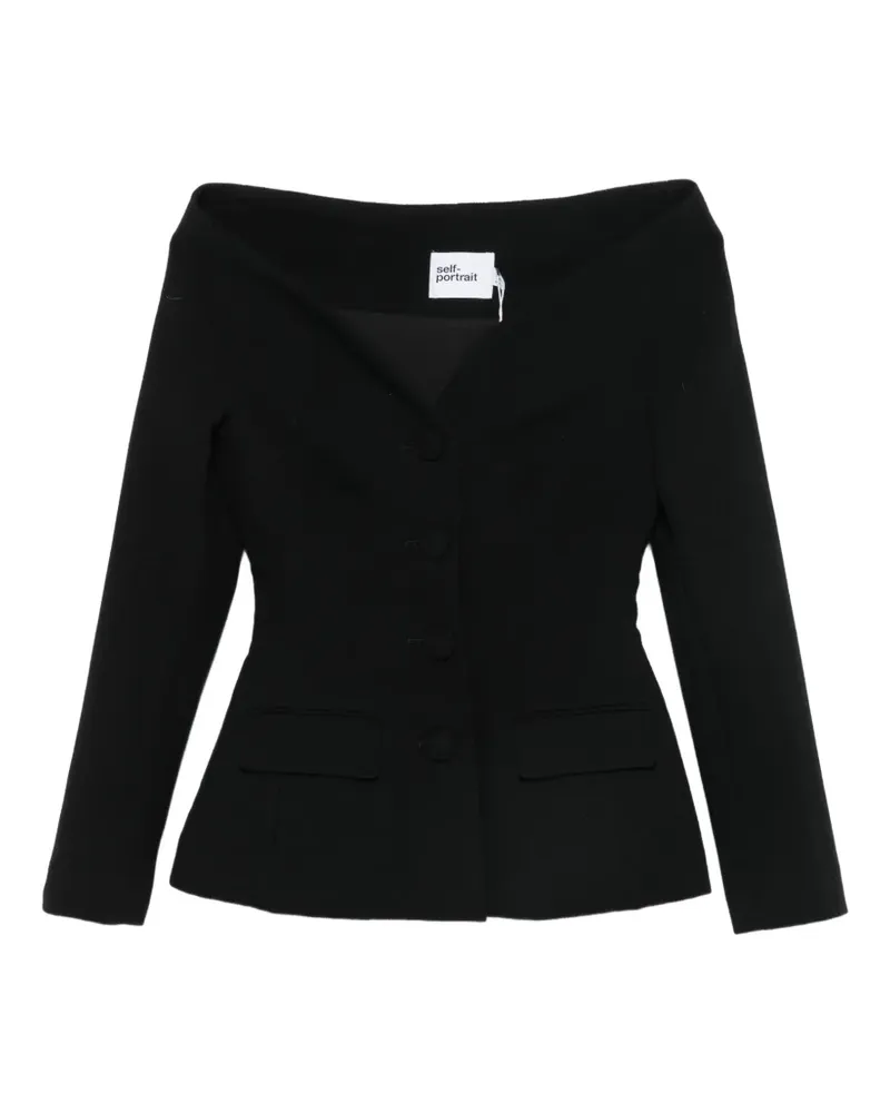 Self-Portrait off-shoulder button-up jacket - Schwarz Schwarz