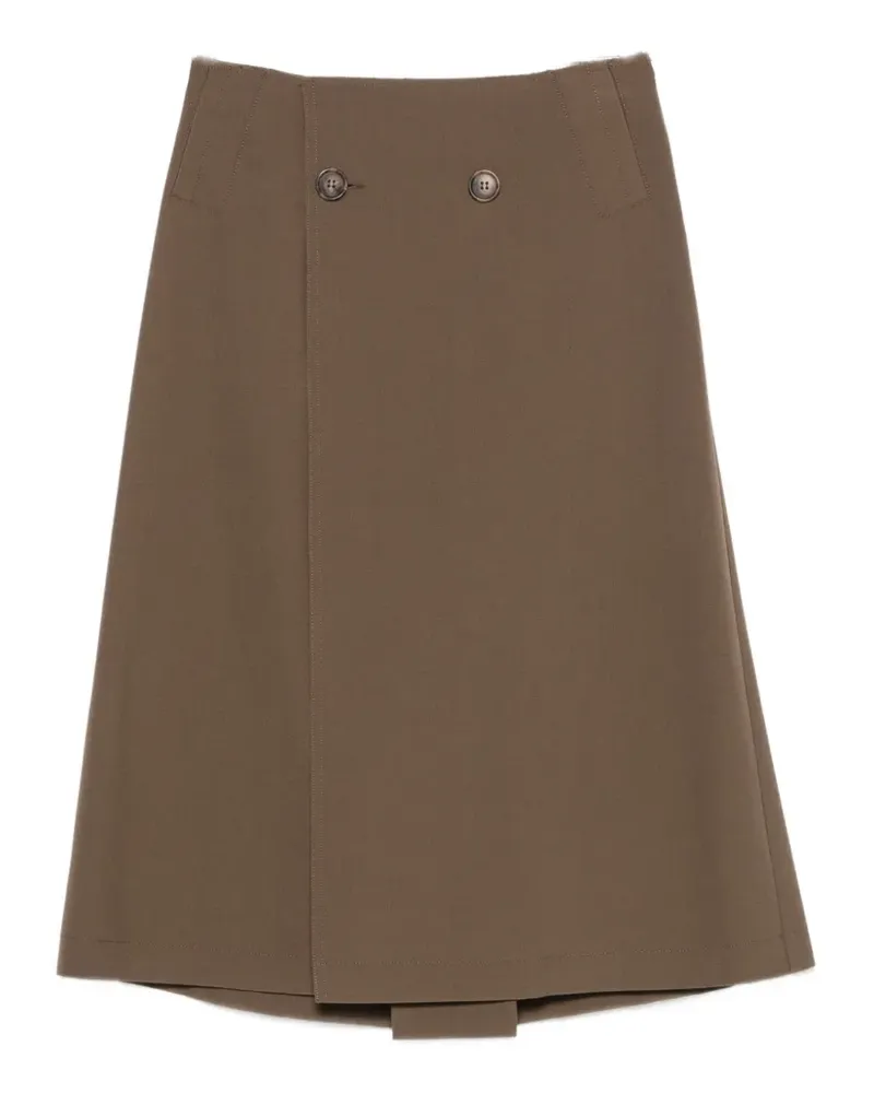 Maison Margiela double-breasted wrap-style midi skirt - Braun Braun