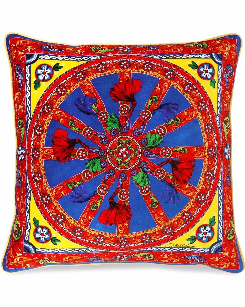 Dolce & Gabbana Mittelgroßes Kissen mit Carretto-Print - Rot Rot