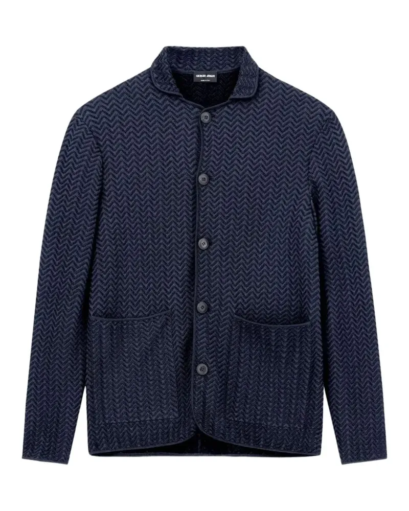 Giorgio Armani Geknöpfte Jacke mit Zickzackmuster - Blau Blau