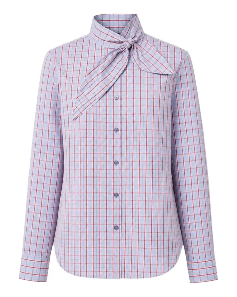 Essentiel check-pattern pussy-bow shirt - Blau Blau