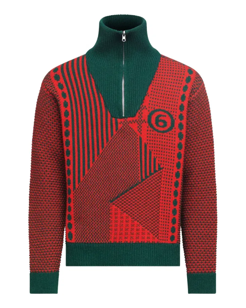 Maison Margiela patchwork-knit reversible sweater - Rot Rot