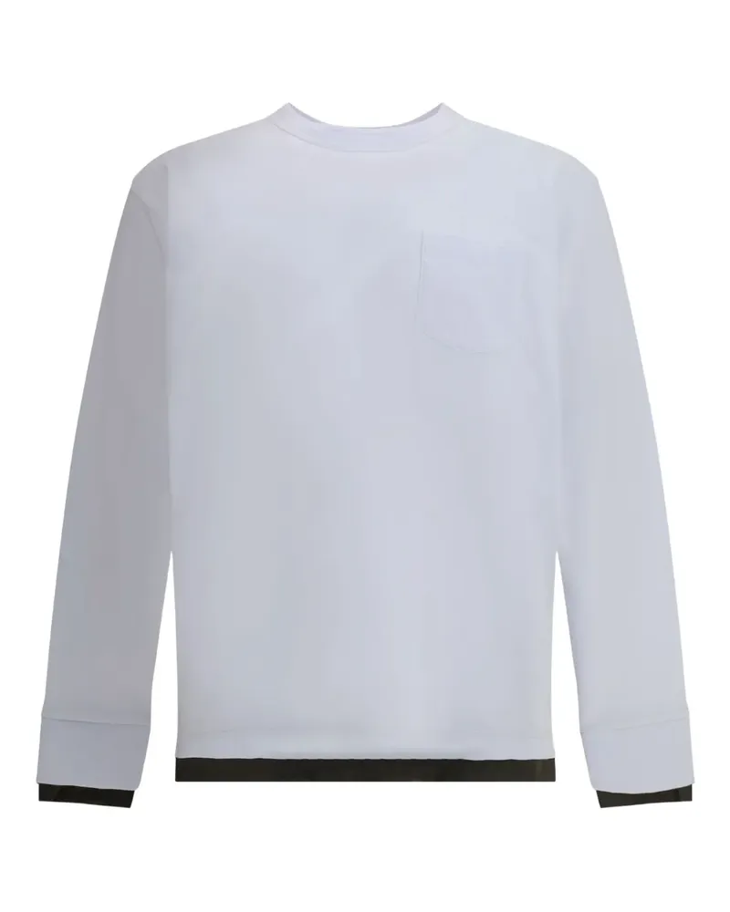 Sacai Langarmshirt mit Tasche - Weiß Weiß
