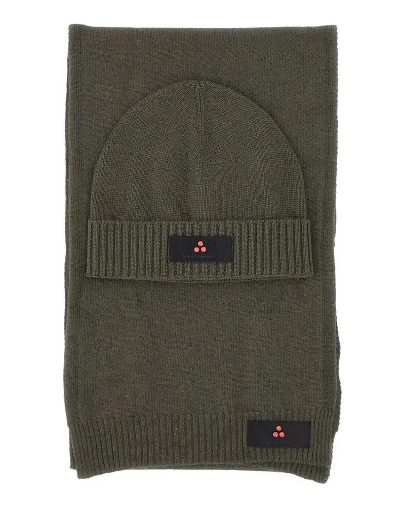 Peuterey logo-patch beanie scarf set - Grün Grün
