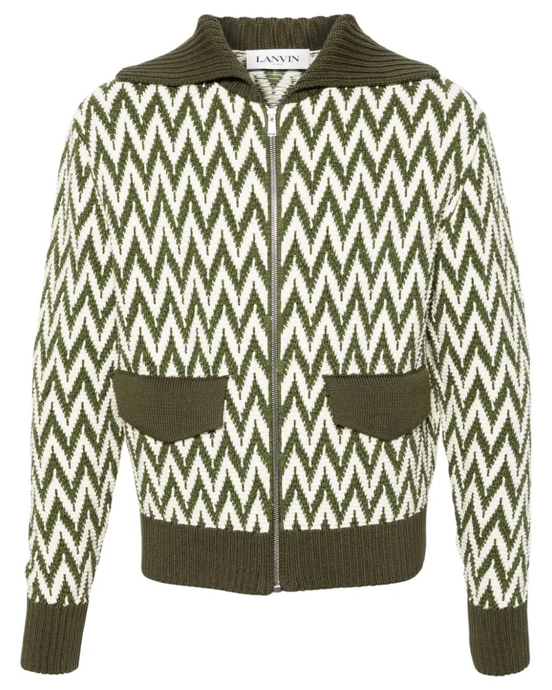 Lanvin Curb Cardigan mit Fischgrätenmuster - Grün Grün