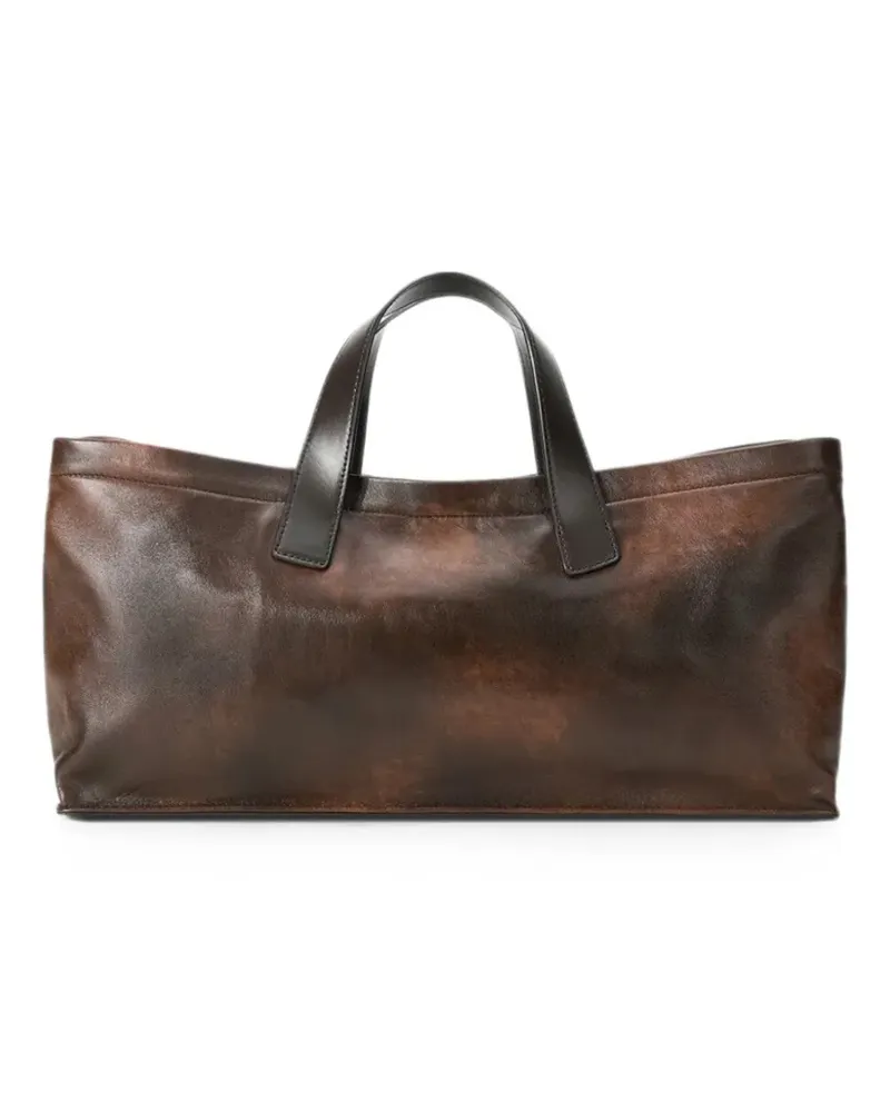STAUD Port distressed-leather tote bag - Braun Braun