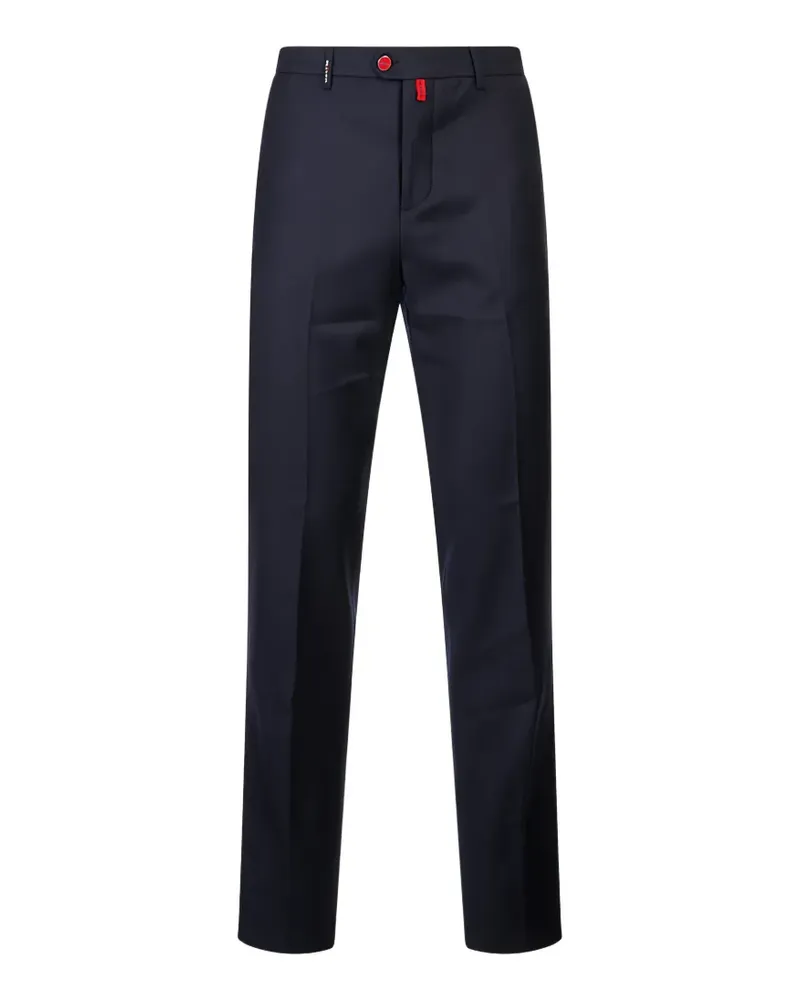 Kiton Gerade Hose mit Logo-Patch - Blau Blau