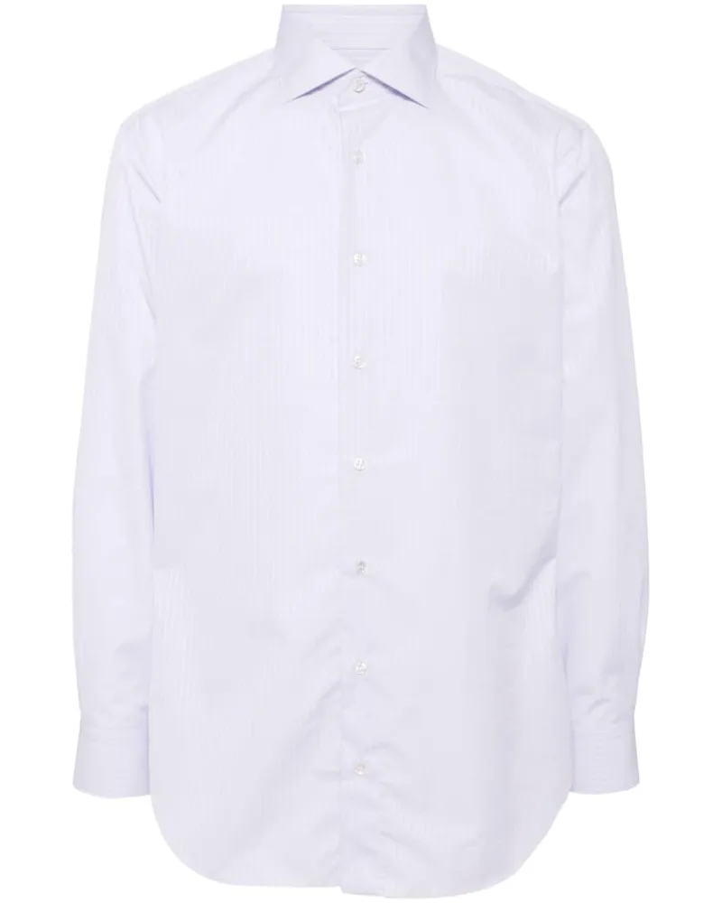 Brioni Langarmshirt mit Nadelstreifen - Weiß Weiß