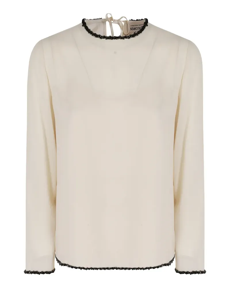 Semicouture bead-trim tie-fastening blouse - Nude Nude