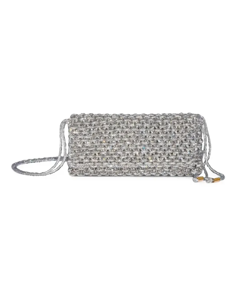 HIBOURAMA Aurora Clutch mit Kristallen - Silber Silber