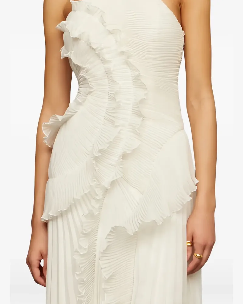 AMUR Gerüschtes Lorelie Neckholder-Abendkleid - Nude Nude