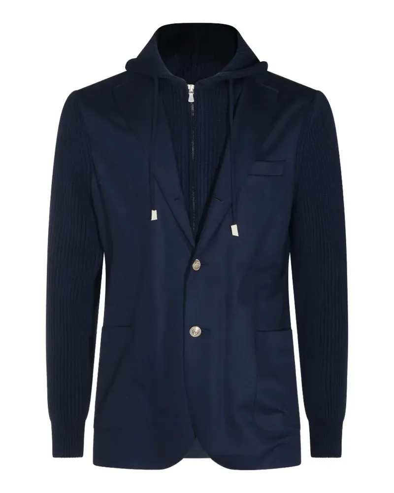 Eleventy Kapuzenjacke mit Einsätzen - Blau Blau
