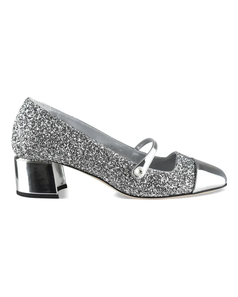 Jimmy Choo Pumps mit Pailletten und Perlenriemen - Silber Silber