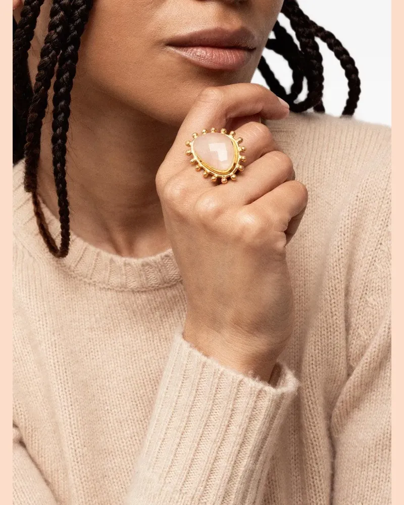 Sylvia Toledano pink quartz dot ring - Gold Gold