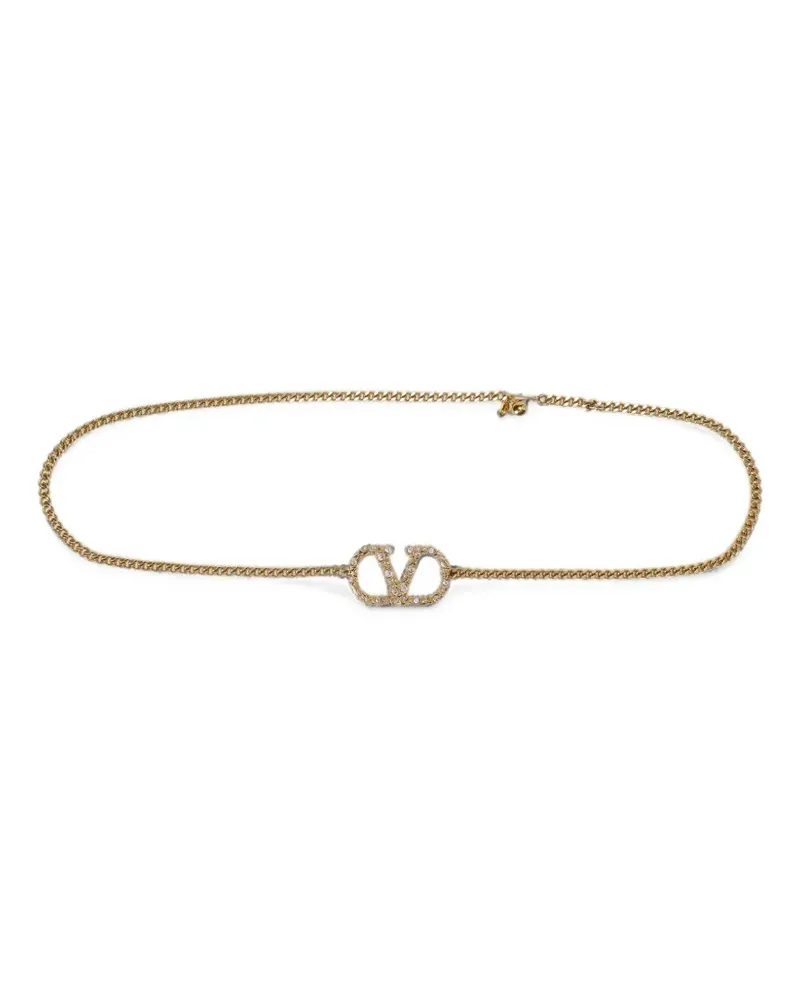 Valentino Garavani VLogo Signature crystal-embellished belt - Gold Gold