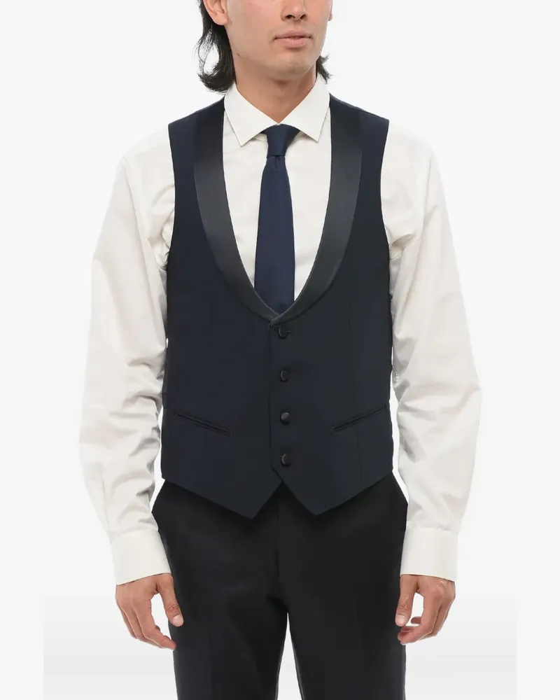 Corneliani satin-detail shawl-lapel waistcoat - Blau Blau
