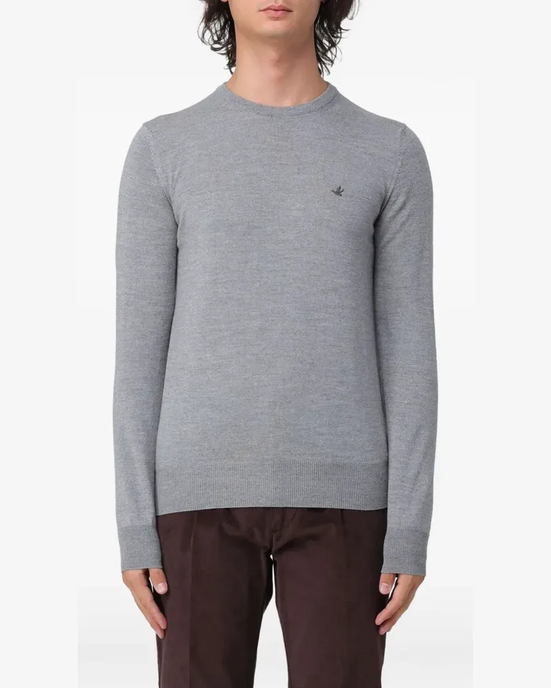 Brooksfield logo-embroidered wool sweater - Grau Grau