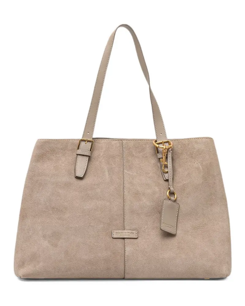 Marc O'Polo Phillis suede buckled-strap tote bag - Nude Nude