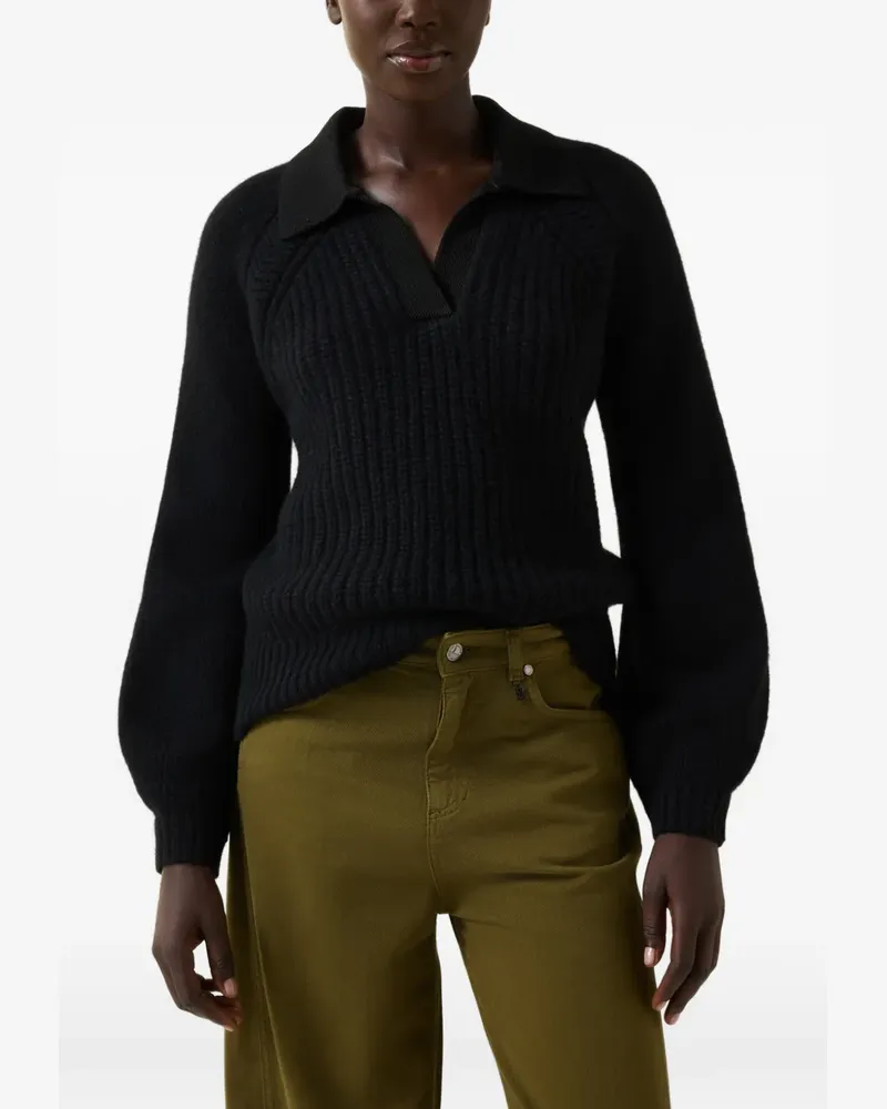 Bogner Jordy ribbed-knit polo-collar sweater - Schwarz Schwarz