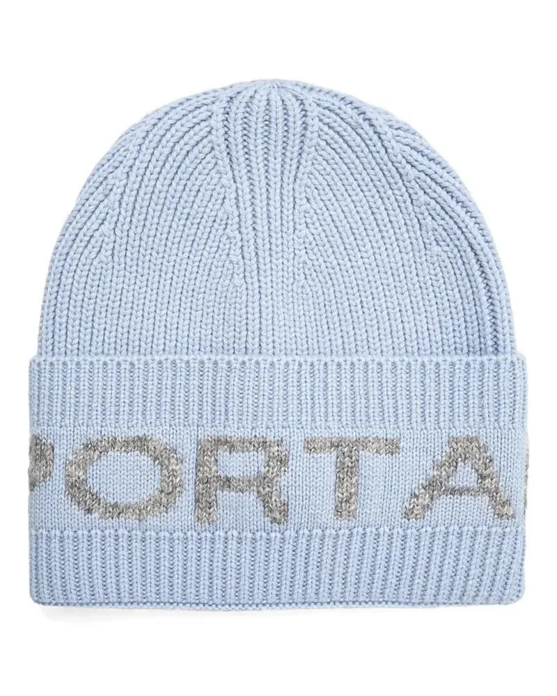 Sportalm logo-knit turn-up beanie hat - Blau Blau