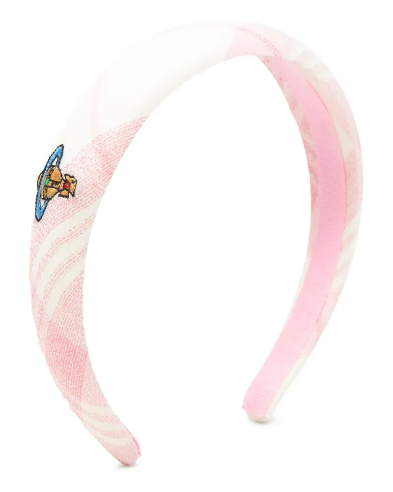 Vivienne Westwood Kariertes Stirnband mit Orb-Stickerei - Weiß Weiß
