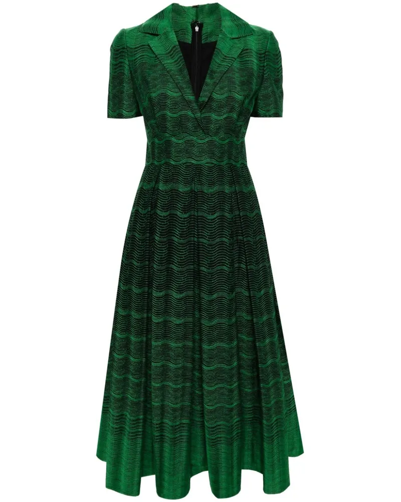 Elie Saab Midikleid mit Wellenstickerei - Grün Grün