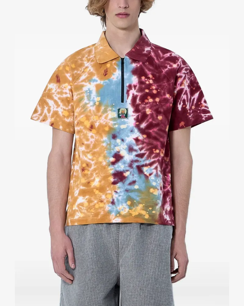 Brain Dead tie-dye zip-collar polo shirt - Orange Orange