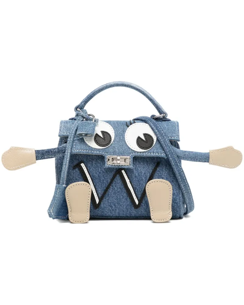 READYMADE Jeans-Schultertasche mit Applikation - Blau Blau