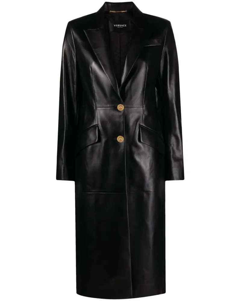 Versace Trenchcoat aus Leder - Schwarz Schwarz