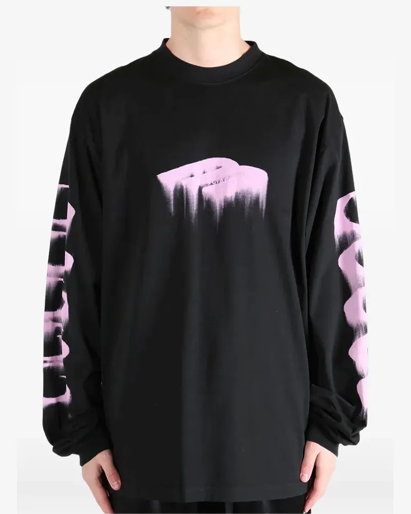 Balenciaga Langarmshirt mit Logo-Print - Schwarz Schwarz