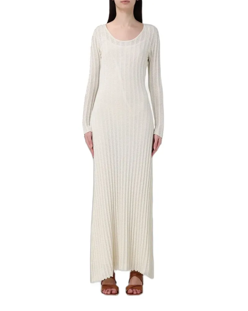 Fabiana Filippi pointelle-knit long-sleeve maxi dress - Weiß Weiß