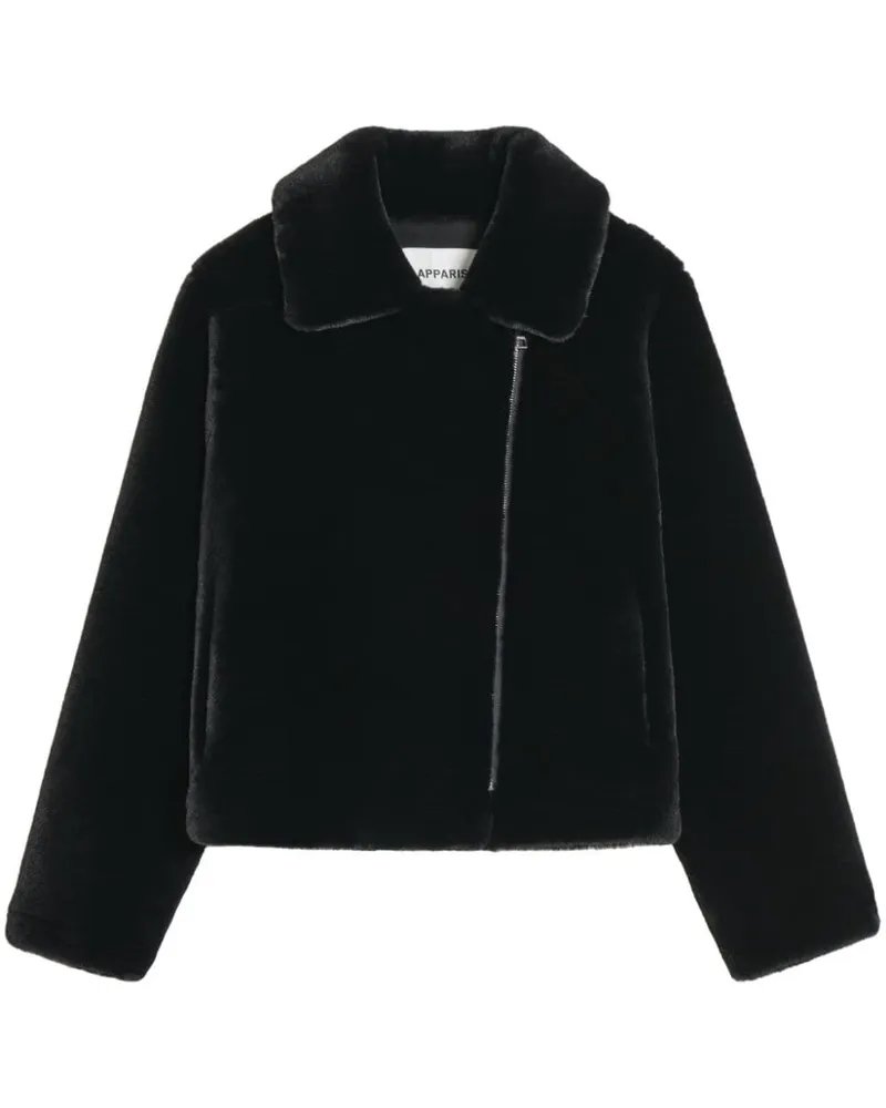 APPARIS Jacke aus Faux Fur mit fallendem Revers - Schwarz Schwarz